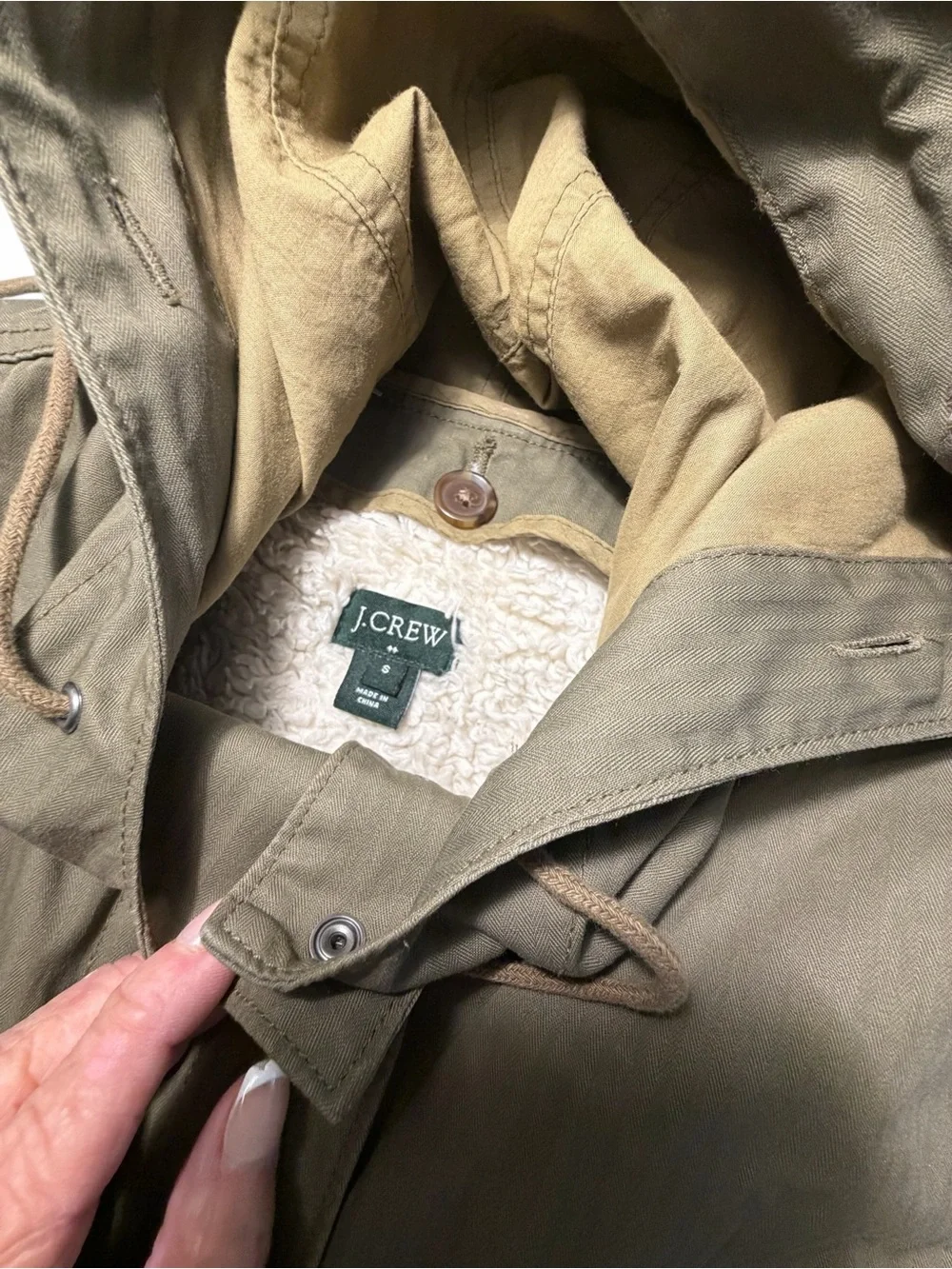 J. Crew Hooded Anorak Jacket in Olive Sz Small